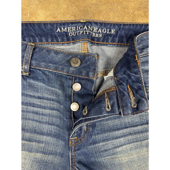 American Eagle Button-fly Boy Crop Jeans Women’s 10 Patch Distressed Medium Wash - Picture 6 of 10